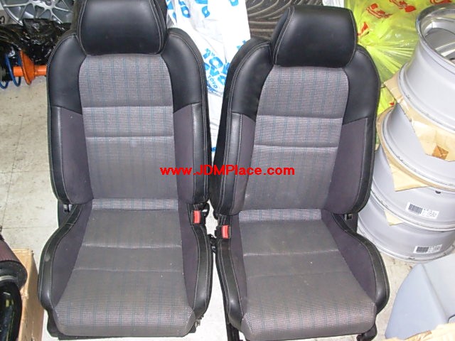 SE26001 - JDM Legacy B4 front seats, half leather with blue stichings. Fits most Subaru models.