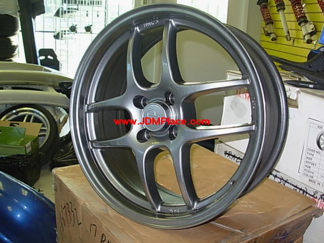 RI270010 - Rare JDM Enkei CPS II wheels in hyper gunmetal colour, 17x7 4x100 +45 offset, very lightweight!