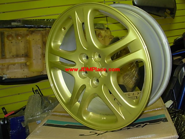 RI28004 - Rare UK WRX / JDM Legacy B4 17x7 5x100 wheels in gold colour. will clear Subaru FHI 4pot brakes.