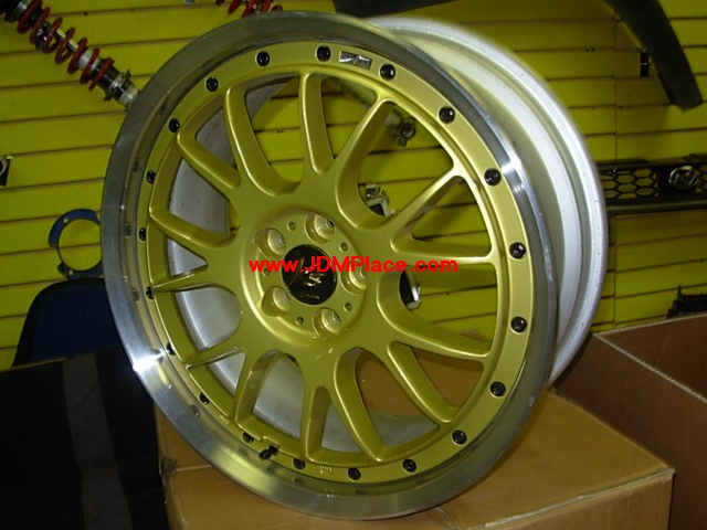 RI28005 - Very Rare JDM Work VS-TX 3 pieces wheels in 18x8 +48 5x100, gold center with polish lip. 5x100 bolt pattern are special ordered from Work.