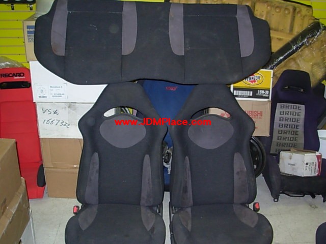 SE29003 - JDM GF8 GC8 WRX Impreza complete front and rear seats with rails and brackets, fits most Suabrus.
