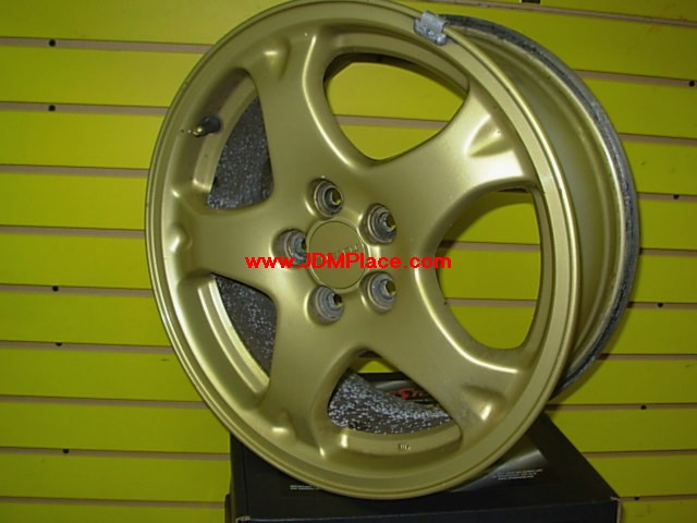 RI29003 - JDM STI Version 6 wheels, 16x7 5x100 +53 offset in gold. Clears Subaru 4 pot brakes.