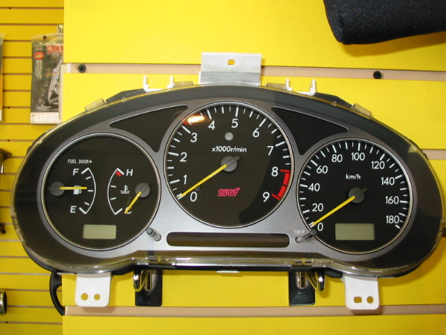 GU3001 - JDM STi Version7 GDB Impreza gauge cluster, fits 02-03 WRX, with adjustable internal shift light.