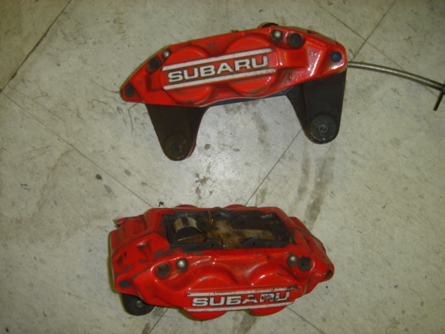 BA190001 - JDM STI 22B Impreza red 4 piston front brake calipers with pads, fit most Subaru models.