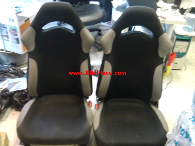 SE24001 - JDM GC8 WRX RA Front and Rear seats in light grey on black. Fits most year Imprezas sedans or coupes.