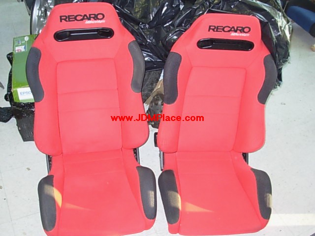 SE27001 - Rare JDM Recaro Millennium limited edition red reclinable seats.